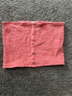 Roxy Coral Smocked Tube Top with Snap Detail